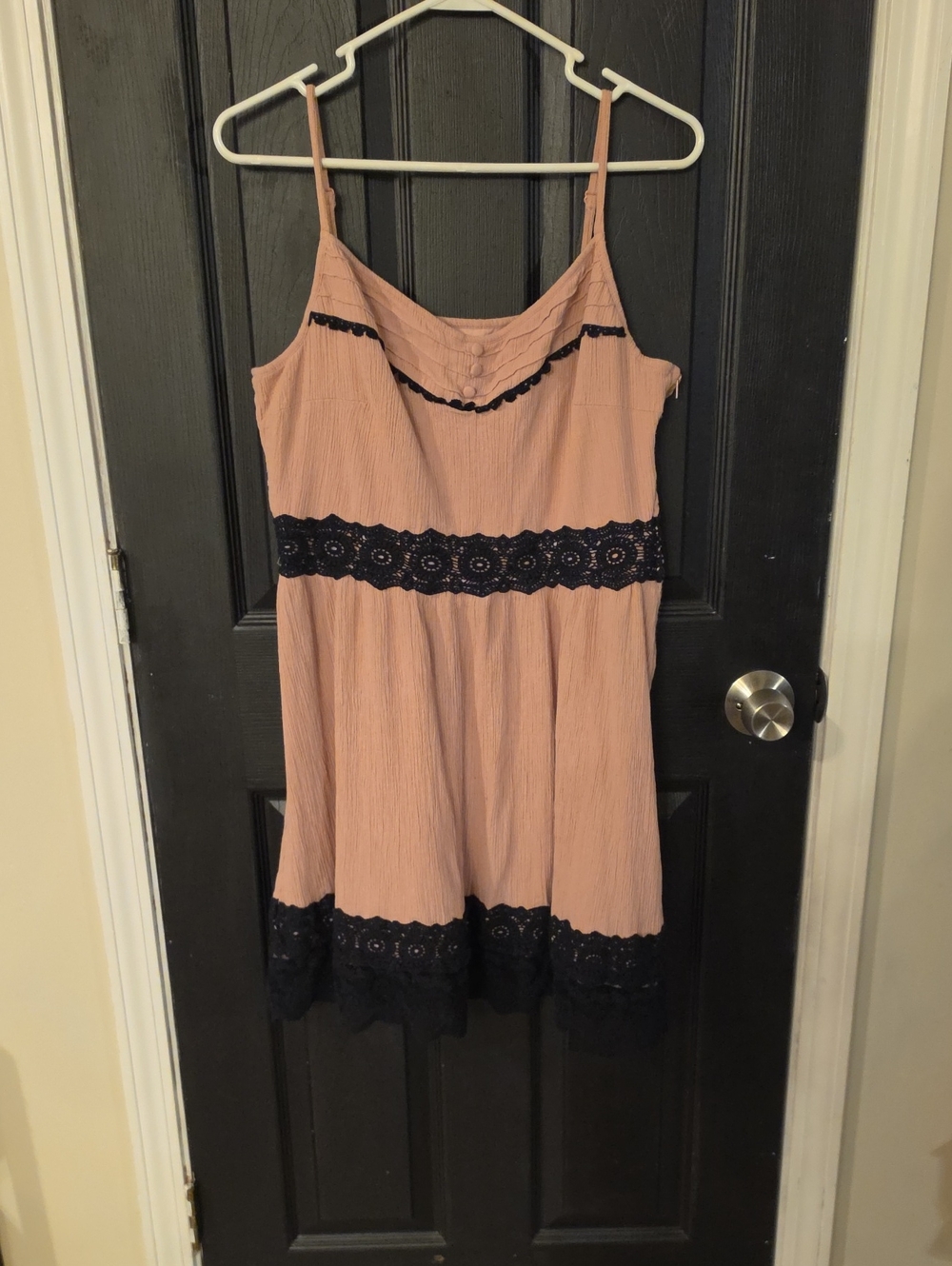 Hot Topic Blush Pink Midi Dress with Black Lace Trim